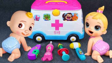 Baby Doctor Ambulance Fun with Dolls and Colorful Toy Tools