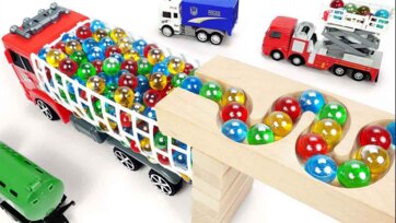 Marble Truck Parade - Colorful Balls and Toy Vehicles for Kids